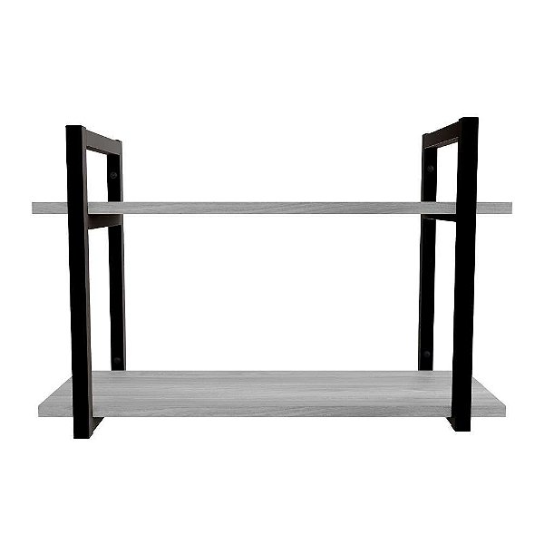 KIT PRATELEIRA INDUSTRIAL 2 NIVEIS 60 X 39,5 X 24,4CM LAMINA MEL MULTIVISAO