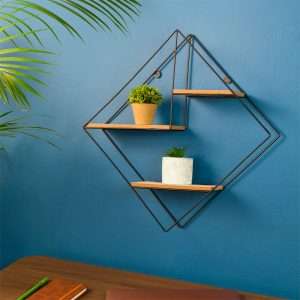NICHO ARAMADO LOSANGULAR C/PRAT. DOBRAVEL 49 X 49 X 12,5CM PRETO MULTIVISAO