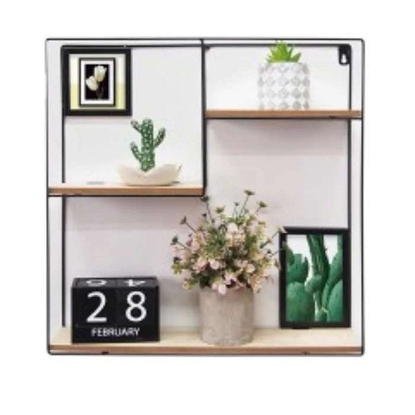 NICHO ARAMADO QUADRADO C/PRAT. DOBRAVEIS 40 X10 X 44CM PRETO MULTIVISAO