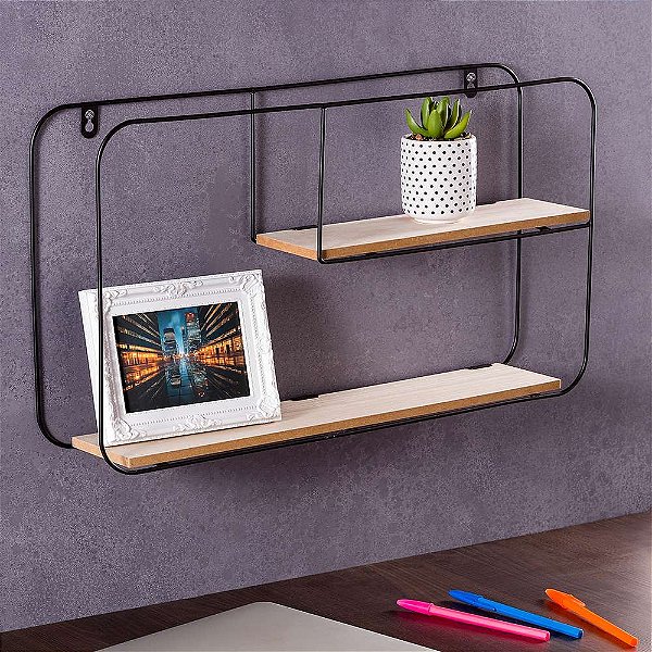 NICHO ARAMADO RETANGULAR C/PRAT. DOBRAVEL 52 X 29 X 10,5CM PRETO MULTIVISAO