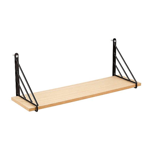 PRATELEIRA MDP RETO 40CM PRETO C/SUPORTE INVERTIDOS MULTIVISAO