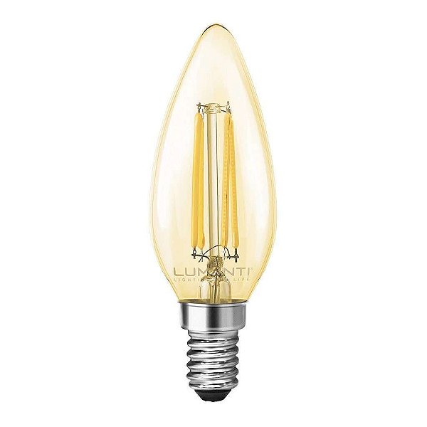 LAMPADA LED VINTAGE VELA C35 LED FILAMENTO 4W 2400K E-14 AUTOVOLT 440 LUMENS
