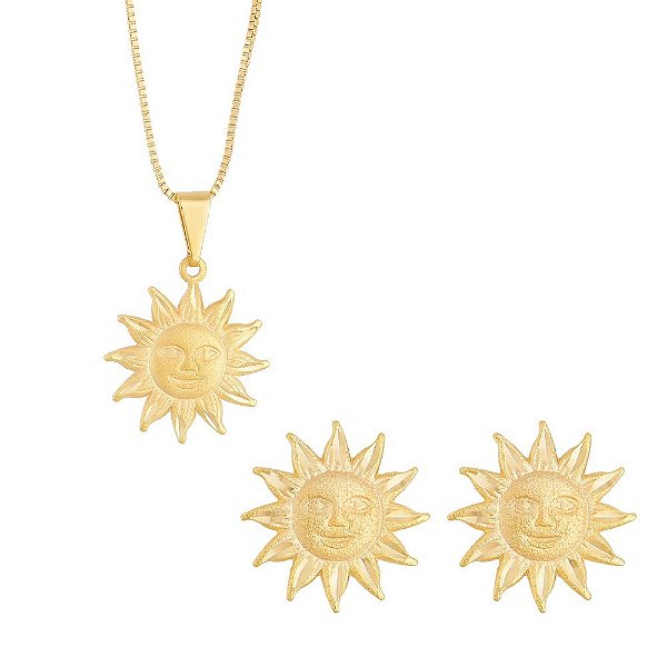CONJUNTO BANHADO EM OURO 18K BCF 258