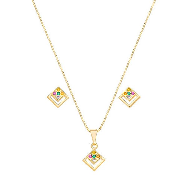 CONJUNTO ZIRCÔNIAS COLORIDO BCF 360