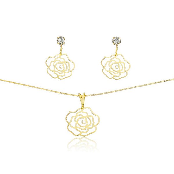 CONJUNTO BANHADO EM OURO 18K CJF-01045