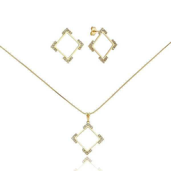 CONJUNTO BANHADO ME OURO 18K CJFC-01247