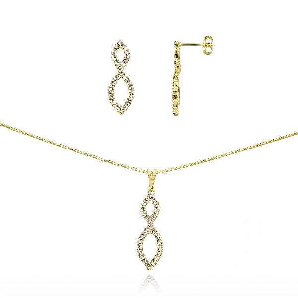 CONJUNTO BANHADO ME OURO 18K CJFC-01236