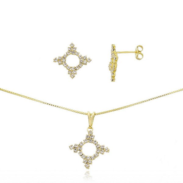 CONJUNTO BANHADO ME OURO 18K CJFC-01239