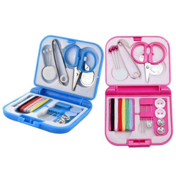 Mini Kit De Costura P/ Viagem Agulha Linha Tesoura Botão 15p