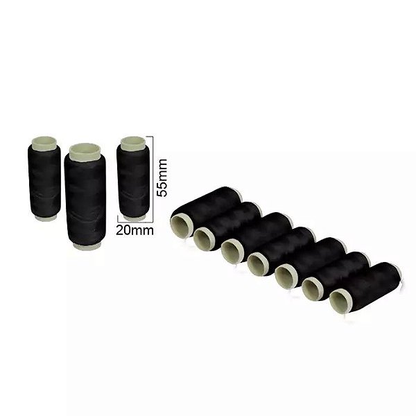 Kit 10 Linhas Costura 183m Caseira Doméstica Preta Poliéster