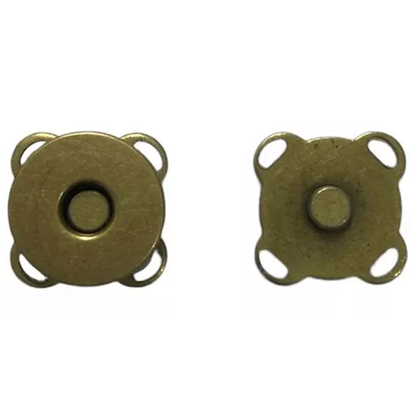 Kit 50 Botões Imantado Magnético Fecho Ouro Velho 18mm Imã