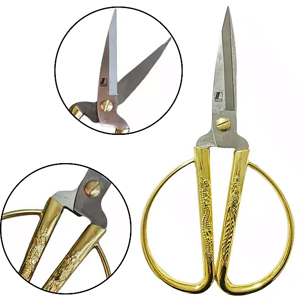Tesoura De Costura Asa Retro Vintage Dourada 15cm Lanmax