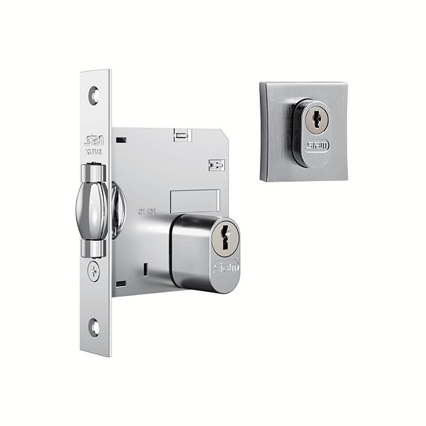 Fechadura Pivotante Para Porta Externa Roseta Quadrada Inox Escovado 1005 - Stam