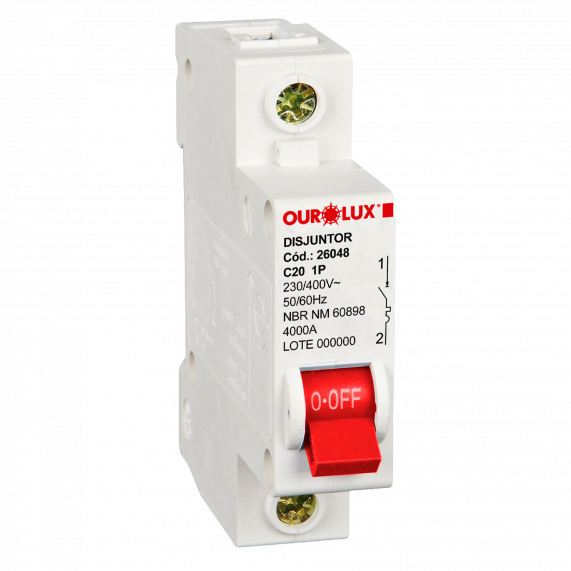 Disjuntor Unipolar 20A Curva C Ourolux