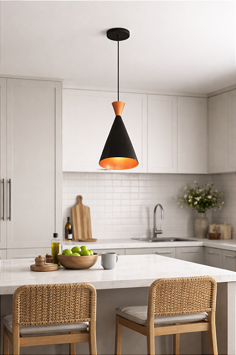 Pendente Canadá Preto/Rosé - 1015 Gaúcho Luminárias