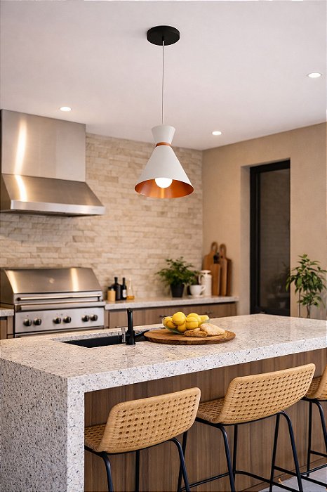 Pendente Berlim Branco/Rosé - 1016 Gaúcho Luminárias