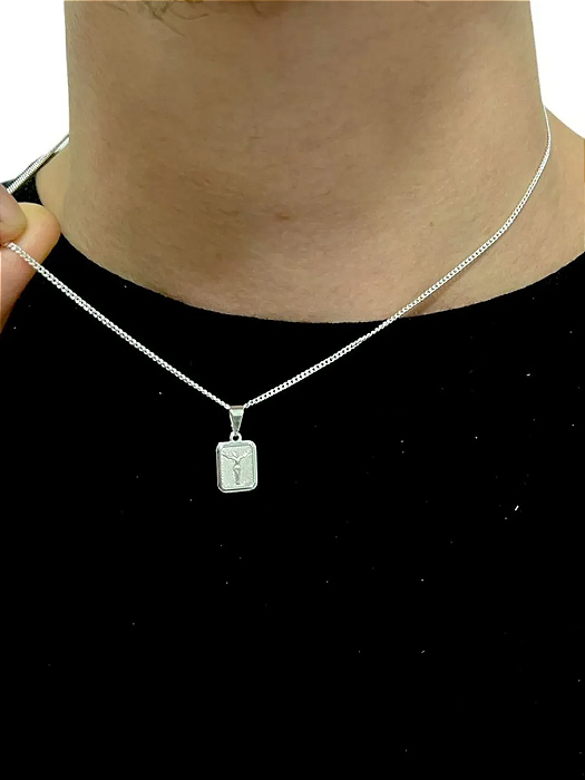 Correntinha Prata 925 Curta + Pingente Cristo Folheado