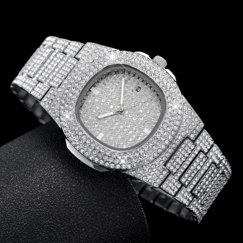 Relógio masculinos de aço inoxidável, com calendário