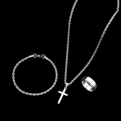 Conjunto de joias simples de aço inoxidável