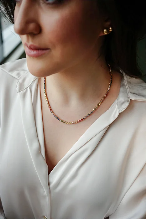 Colar Riviera com Zircônia Colorida