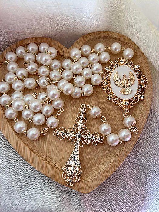 Terço DivinoEspirito Santo Dourado Modelo 02