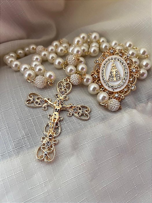 Terço de Nossa Senhora Aparecida Dourado Modelo 03