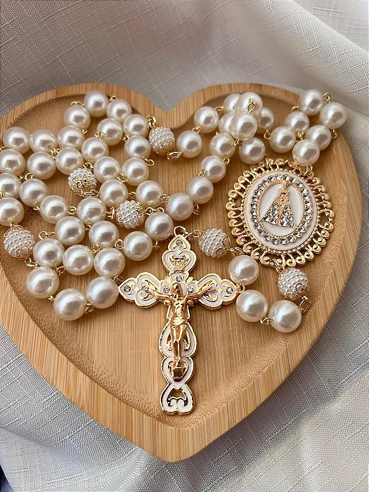 Terço de Nossa Senhora Aparecida Dourado Modelo 05