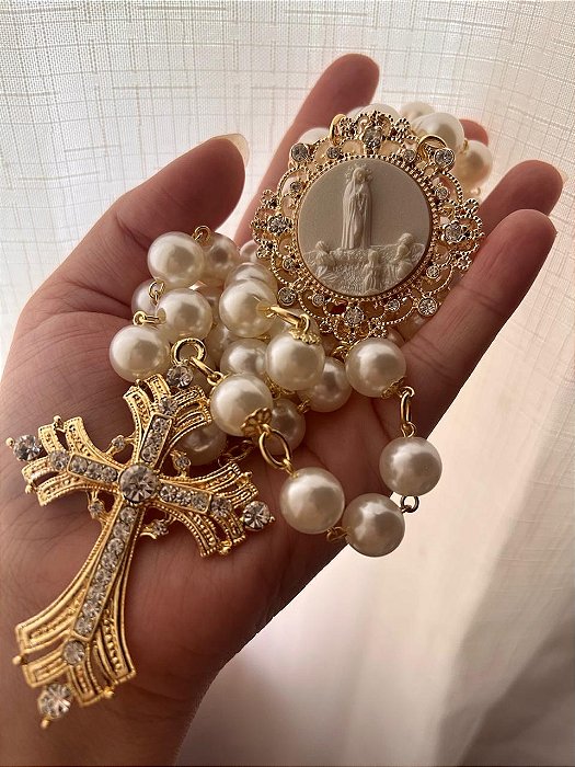 Terço Nossa Senhora de Fátima Dourado
