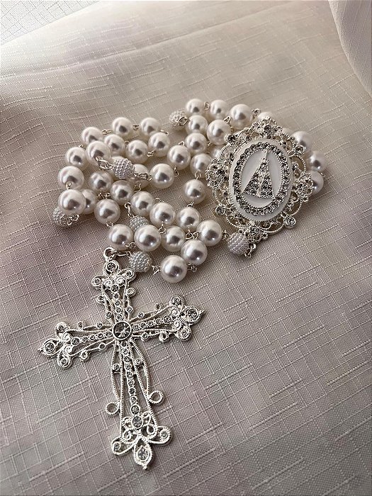 Terço de Nossa Senhora Aparecida Prata Modelo 07