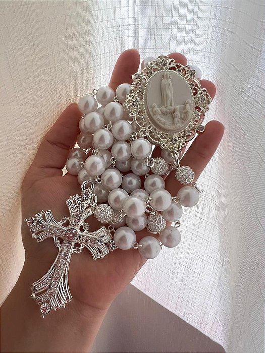 Terço Nossa Senhora De Fatíma Prata modelo 02
