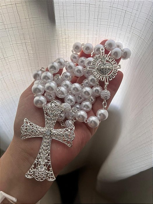 Terço Divino Espirito Santo Prata