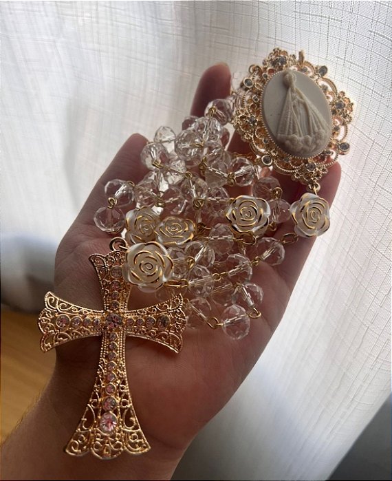 Terço de nossa senhora Aparecida de Cristal Dourado