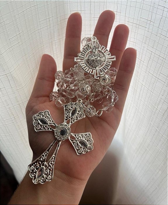 Terço Divino Espirito Santo Prata