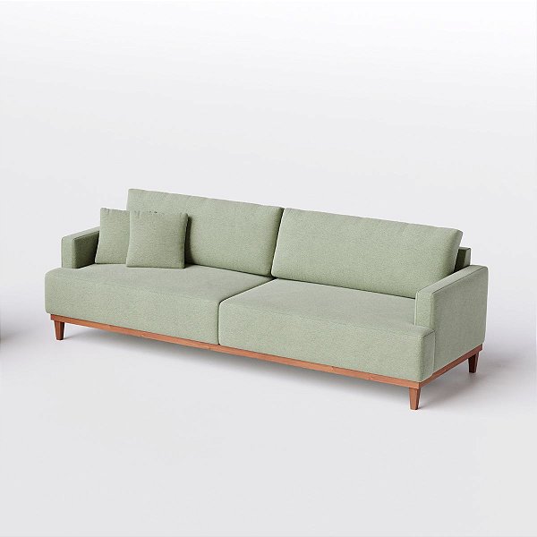 Sofá Living Fixo Doha 2,30m em Linho Verde Claro