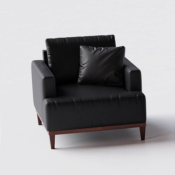 Poltrona Doha em Couro Preto