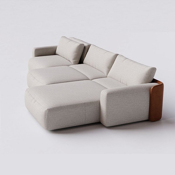Sofá Cama Ibiza Sem Caixa com Chaise 2,80m em Linho Off White Areia