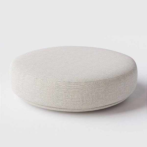 Puff Decorativo Flat 80cm de Diâmetro em Linho Bege Mesclado