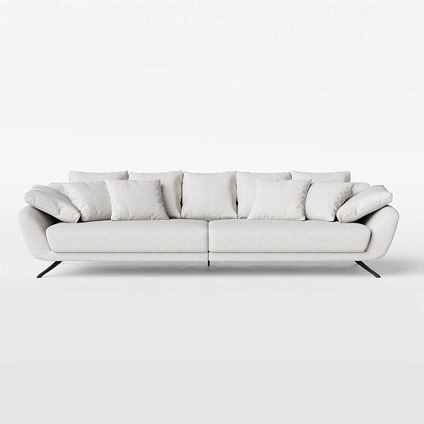 Sofá Living Modulado San Marino 2,56m em Linho Off White Creme