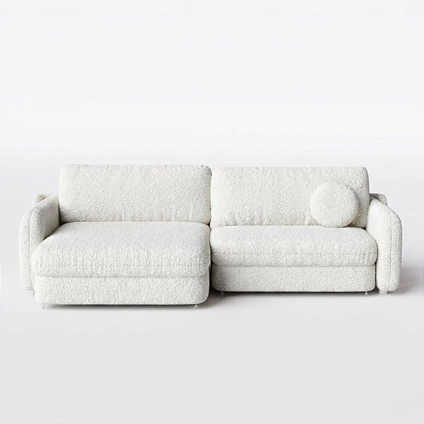 Sofá Cama New Denver Sem Caixa 2,00m em Bouclé Branco Cru