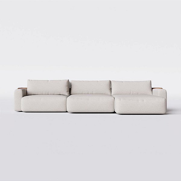 Sofá Cama Ibiza Sem Caixa com Chaise 2,80m em Linho Off White Areia