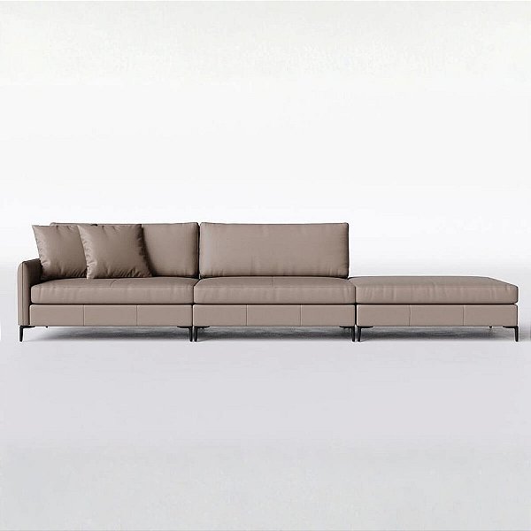 Sofá Living Monte Carlo Suede Veludo Cinza Chumbo*