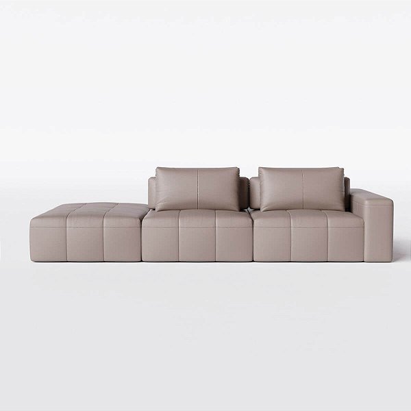 Sofá Modulado Ilha Santorini 2,90m x 1,60m em Couro Fogg