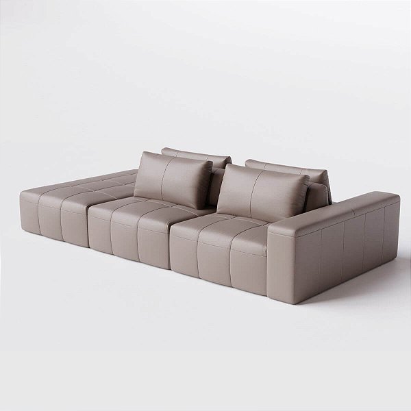 Sofá Modulado Ilha Santorini 3,25m x 1,80m em Couro Fogg