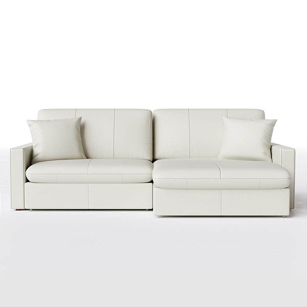 Sofá Cama Bélgica Sem Caixa 1,90m em Couro Off White