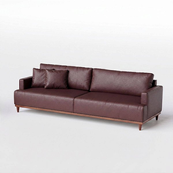 Sofá Living Fixo Doha 2,00m em Couro Burgundy