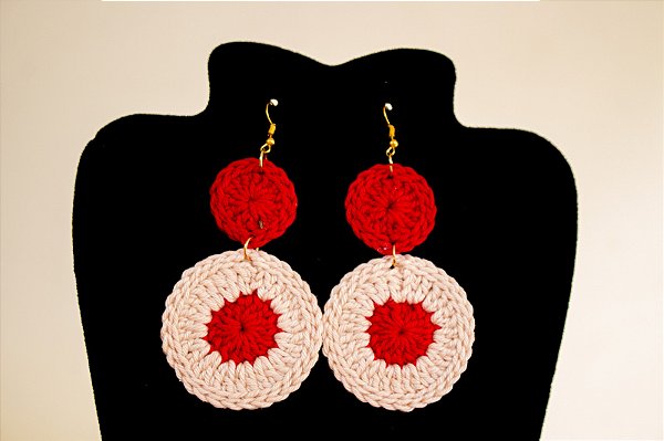 Brincos Duo Mandalas de Crochê
