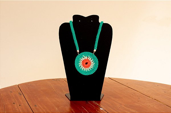 Colar  Mandala Melancia com Cordão Tricolin