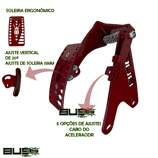 Pedal Acelerador Suspenso BugTech 2024 Vermelho