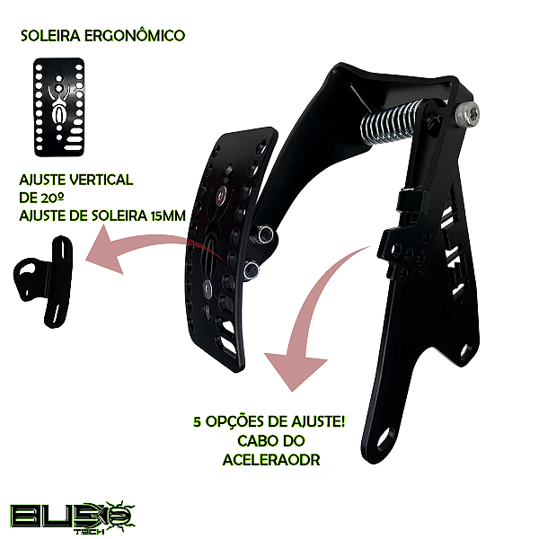 Pedal Acelerador Suspenso BugTech 2024 Preto