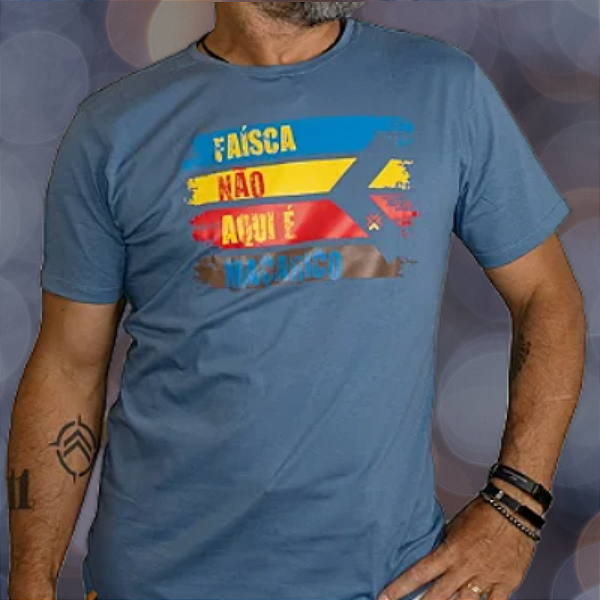 CAMISA MASC. "FAÍSCA OU MAÇARICO" ALGODÃO EGÍPCIO - COR AZUL CLARO